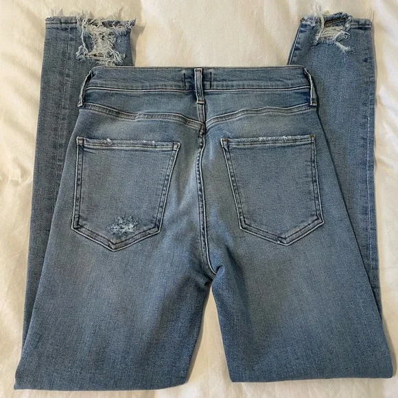 AGOLDE JEANS size 27 (style#A108-1045) raw hem light wash. - Picture 2 of 6